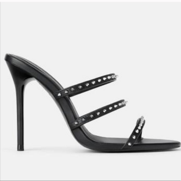 Zara Studded Mule Heels in Black, EU 39 or size 8 - Picture 1 of 12